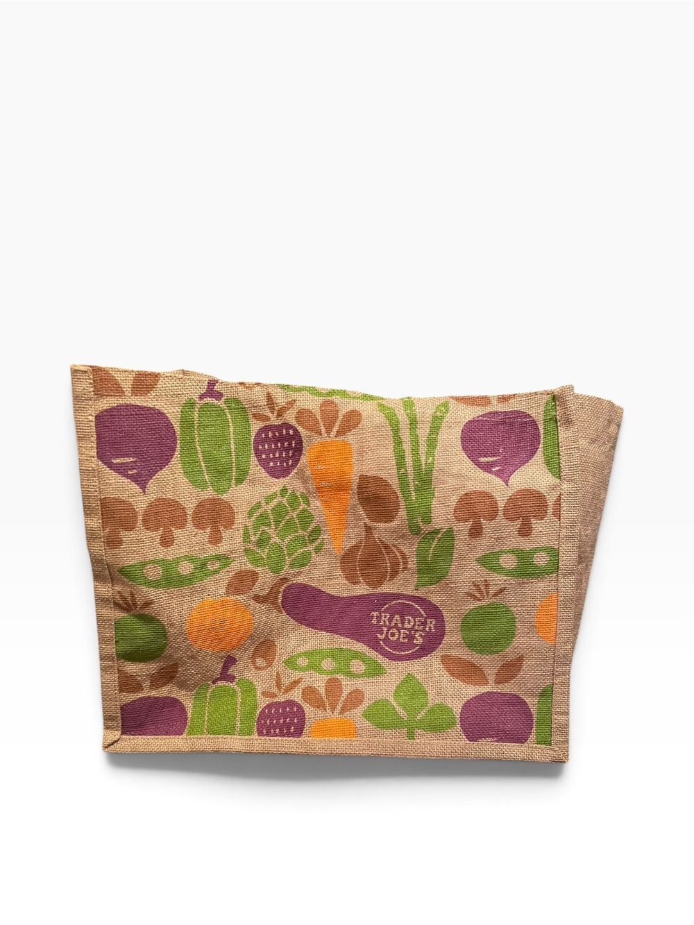 Trader Joe's Vegetable Print Jute Tote Bag NWOT - Picture 3 of 4